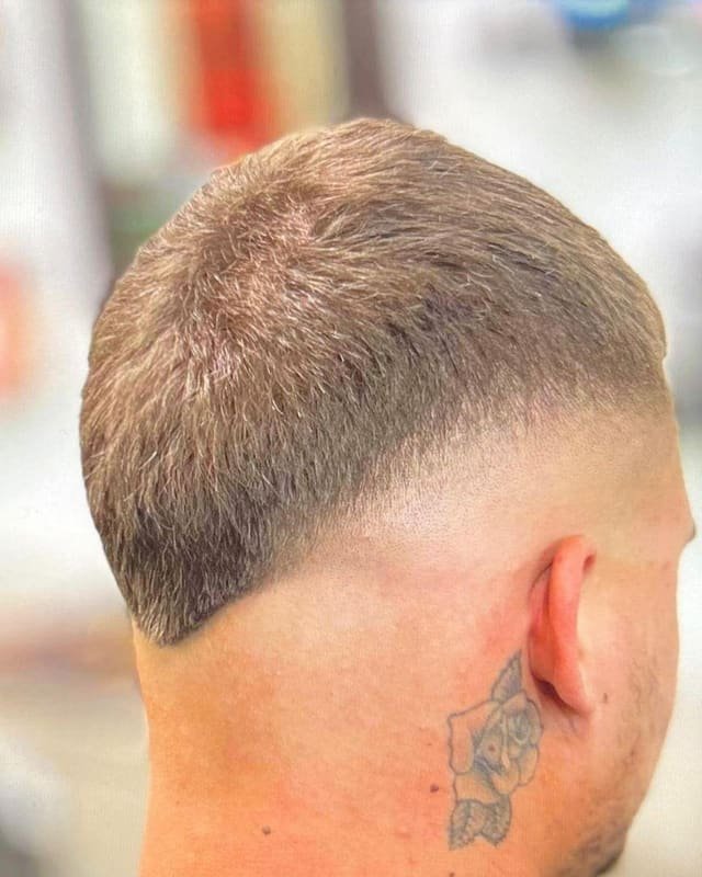 Close detail of a blended fade at the back of the head